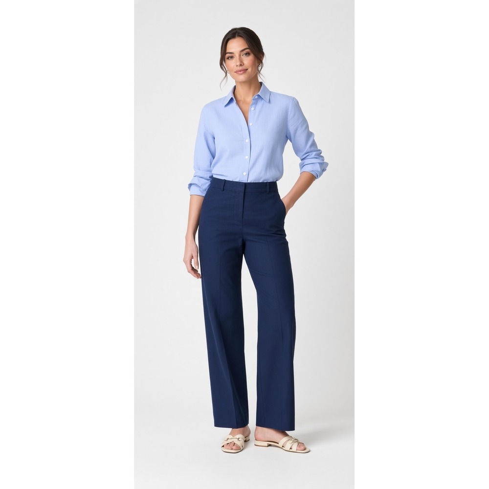 J. Crew Remy Wide Leg Pants 14T Navy Linen Cotton High Rise Classic Office